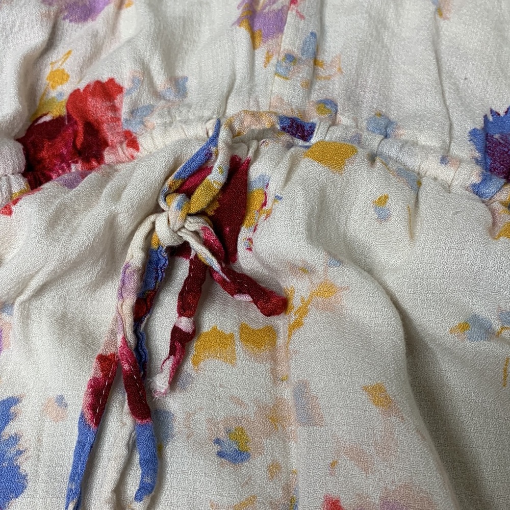 Lucky Brand Cream Floral Maxi Dress with Red, Blue & Purple Blooms - Picture 3 of 7